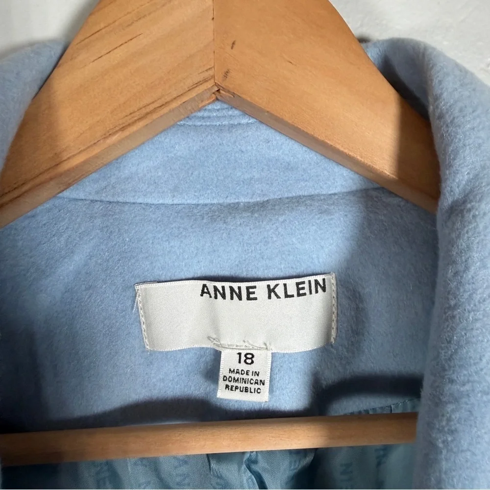 Anne Klein Single-Breasted Tailored Overcoat Womens Plus Sz 18 Pastel Blue Class